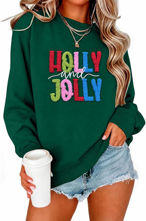 Women's 'Holly and Jolly' Embroidered Christmas Jumper