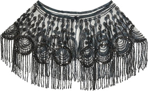 Women's Beaded Sequin Fringe Evening Cape Shawl