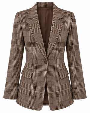 Blazer Femme Tartan Veste Tailleur à Carreaux
