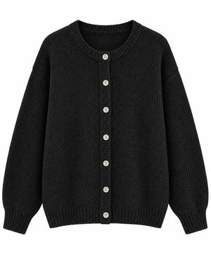 Cardigan Long Femme Col V Boutonné