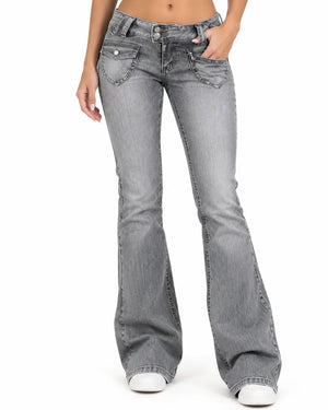 Jean Bootcut Femme Taille Basse Très Extensible