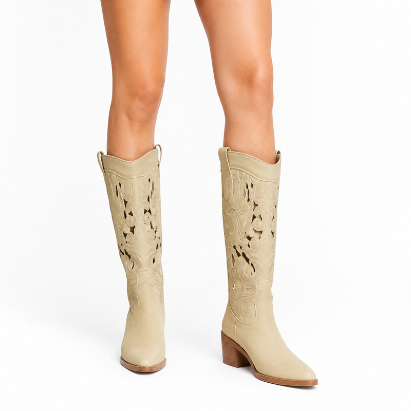 Bottes Santiags Hautes Femme à Talons Bohème Chic – photographie produit 1