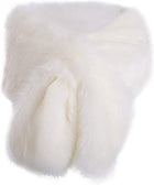Women's Long Faux Fur Stole – Soft Bolero Wrap - Beige
