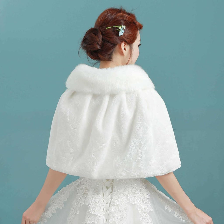Women's Faux Fur Collar Cape – Bow Tie Neckline