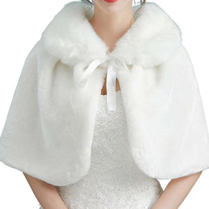 Women's Faux Fur Collar Cape – Bow Tie Neckline