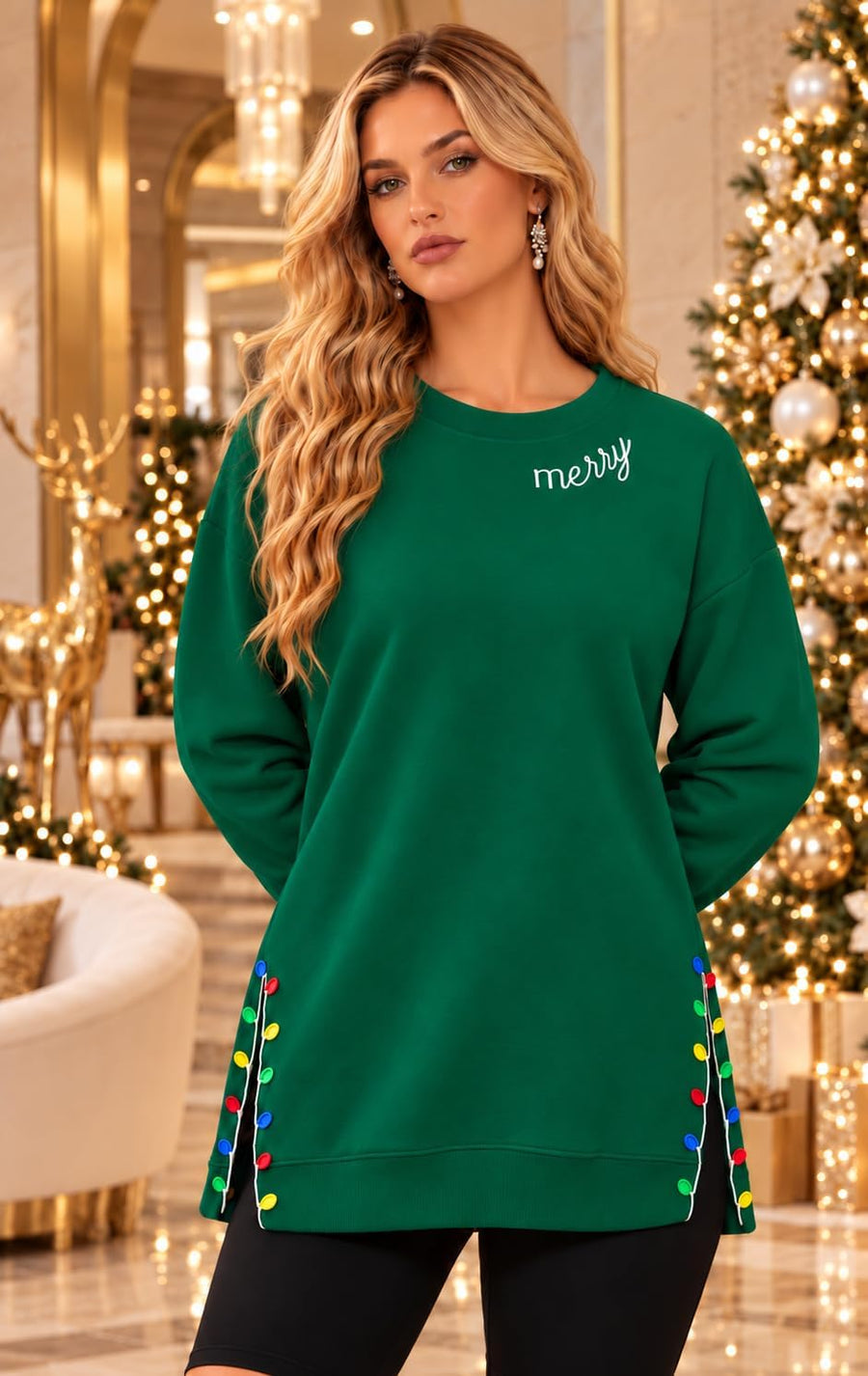Women's Embroidered 'Merry Christmas' Long Sleeve Jumper