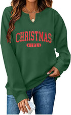 Women's 'Christmas Vibes' Letter Graphic Jumper - Green