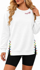 Women's Embroidered 'Merry Christmas' Long Sleeve Jumper - White