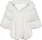 Women's Faux Fur Evening Wrap Cape – Hook-and-Eye Closure - White