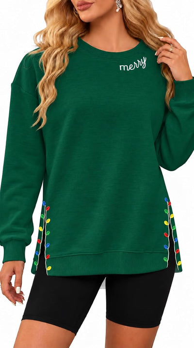 Women's Embroidered 'Merry Christmas' Long Sleeve Jumper