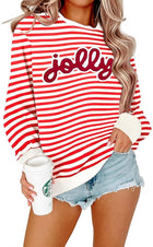 Women's Jolly Glitter Patch Crewneck Christmas Jumper - Dark Red