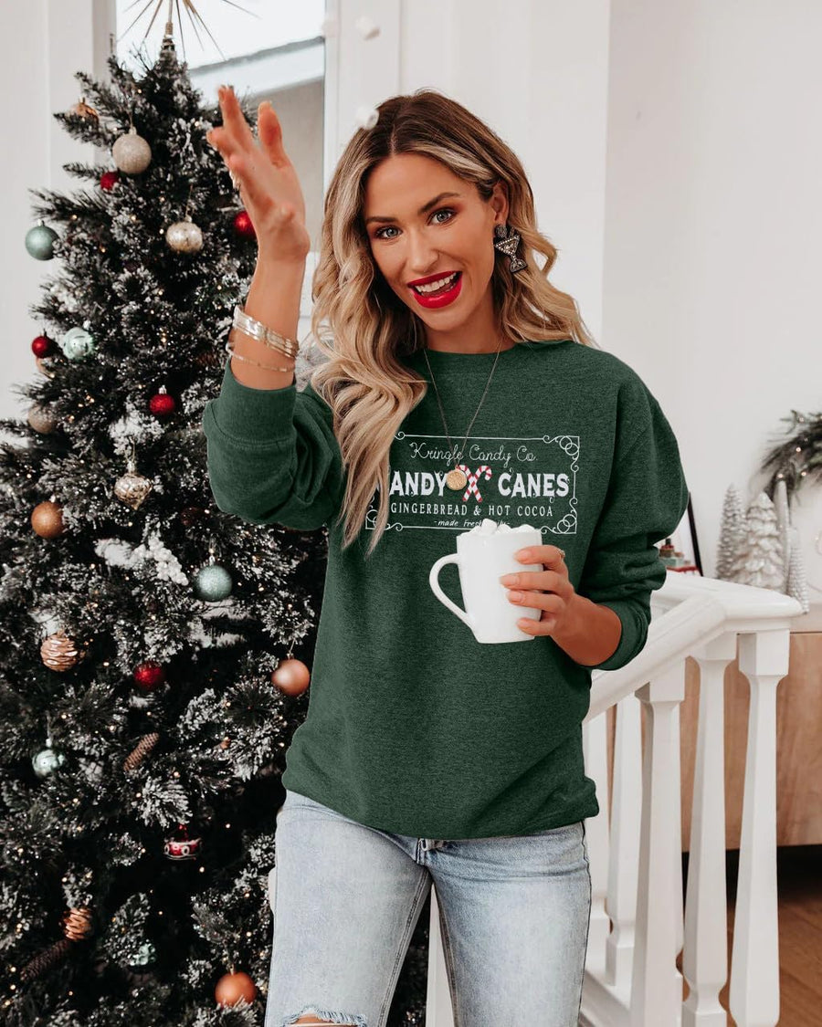 Women's Candy Cane Graphic Vintage Christmas Jumper