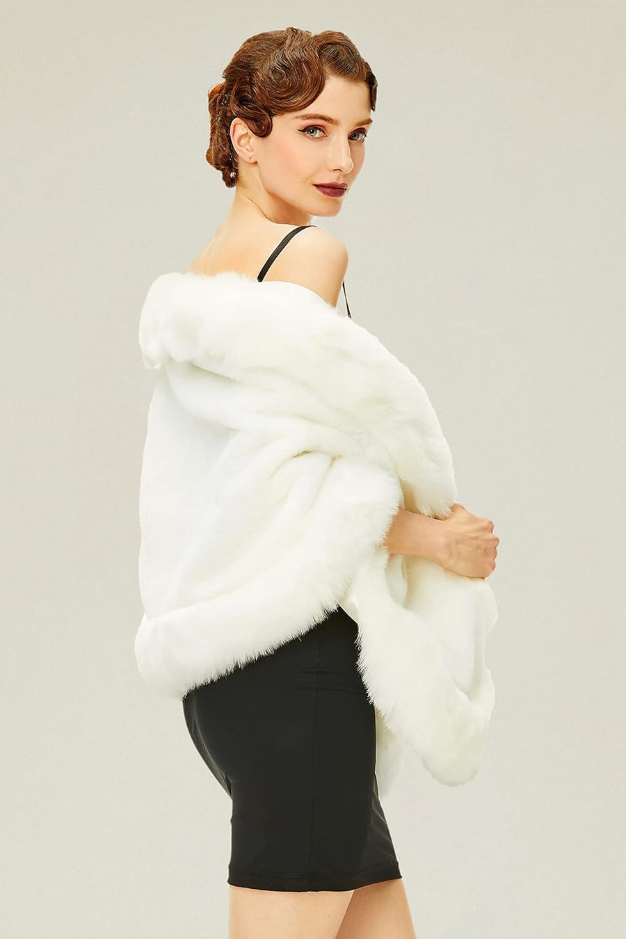 Women's Faux Fur Cape – Fur Collar, Hook-and-Eye Closure