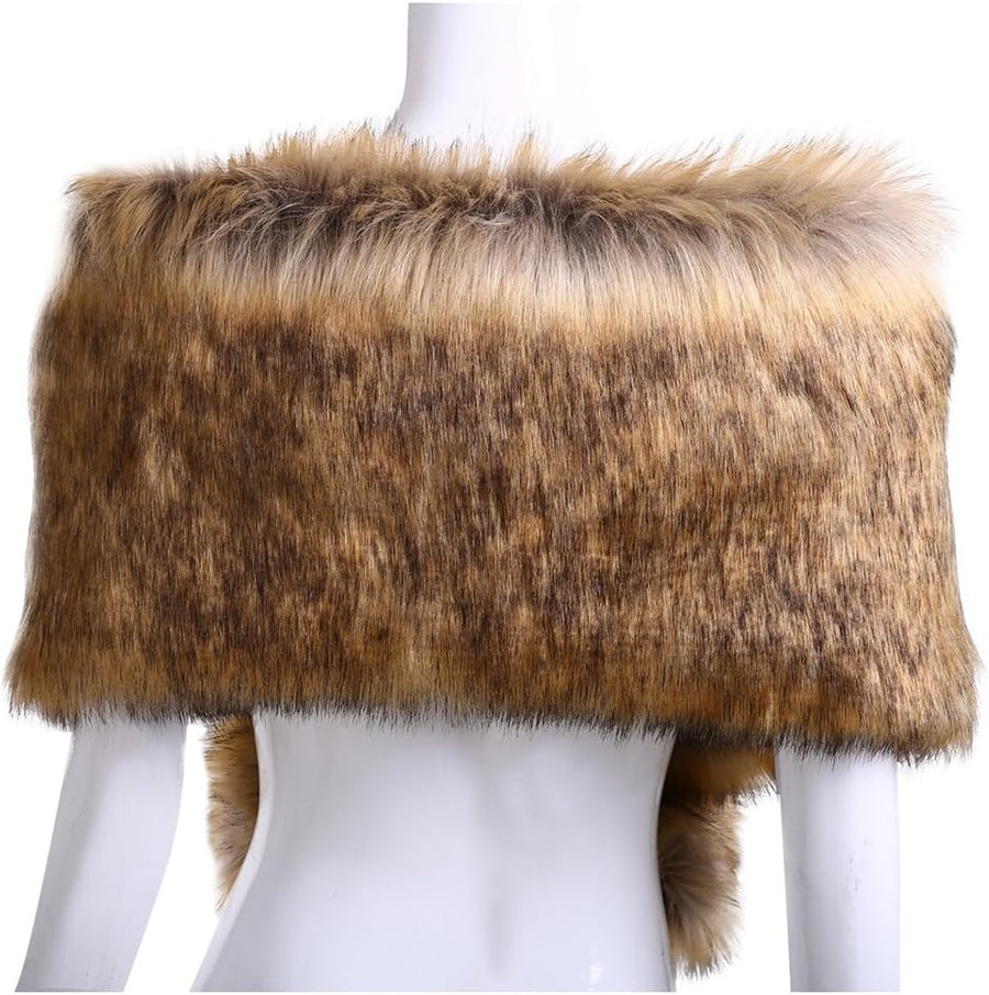 Women's Long Faux Fur Stole – Soft Bolero Wrap
