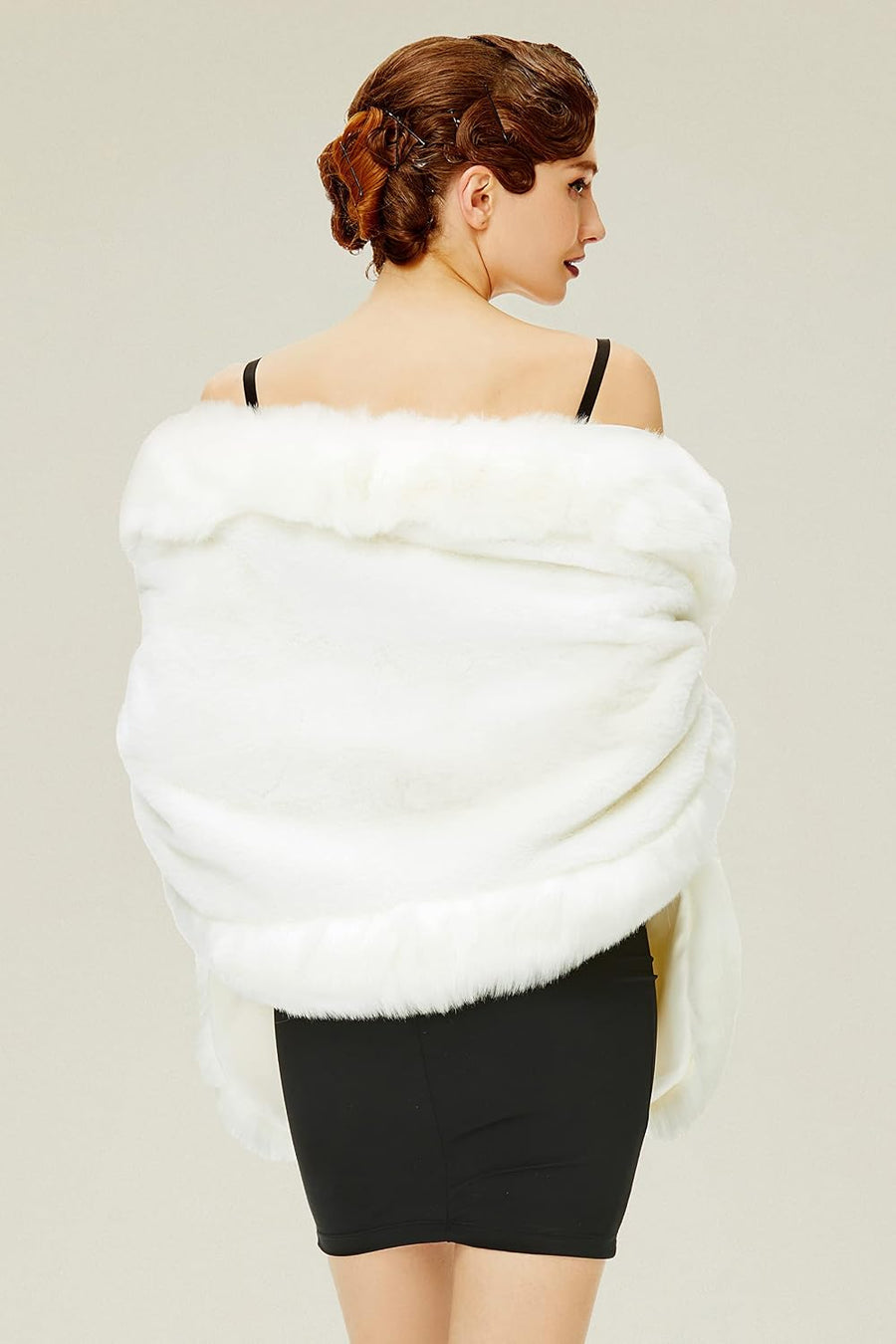 Women's Faux Fur Cape – Fur Collar, Hook-and-Eye Closure