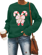 Women's Candy Cane Graphic Vintage Christmas Jumper - Candy Green