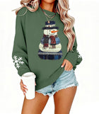 Women's Christmas Cat Graphic Crewneck Jumper - Green