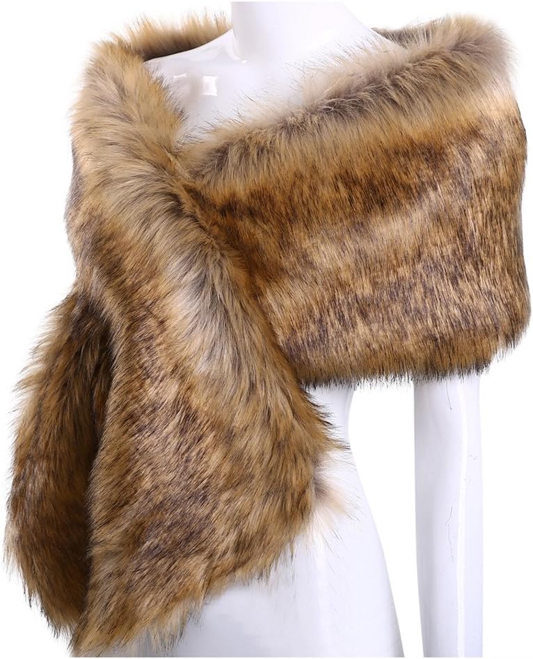 Women's Long Faux Fur Stole – Soft Bolero Wrap