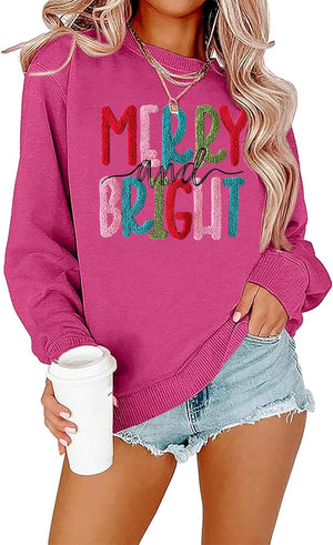 Women's Chenille Patch 'Merry and Bright' Christmas Jumper