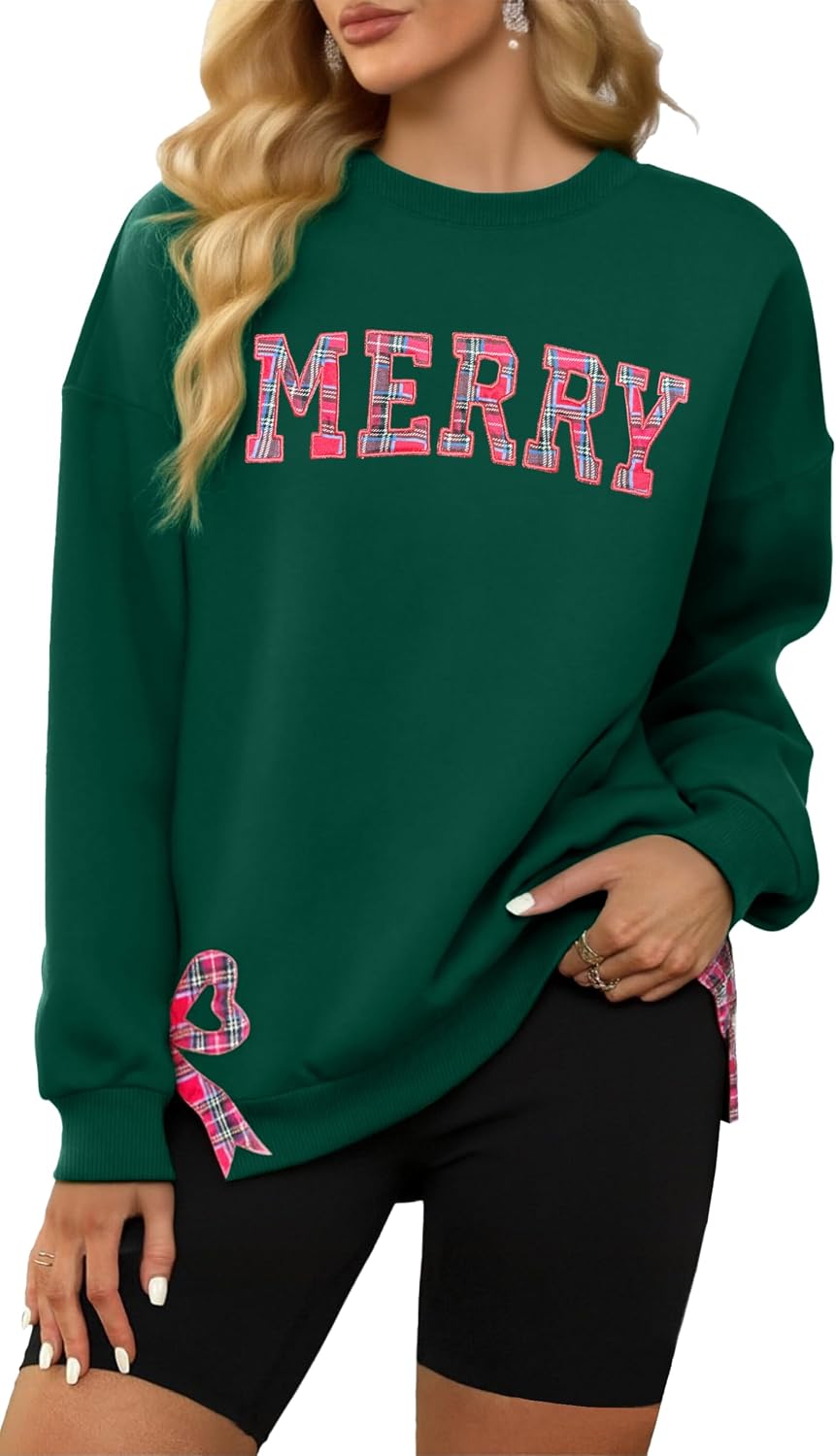 Women's Embroidered Side Bow 'Merry Christmas' Jumper