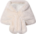 Women's Faux Fur Evening Wrap Cape – Hook-and-Eye Closure - Beige