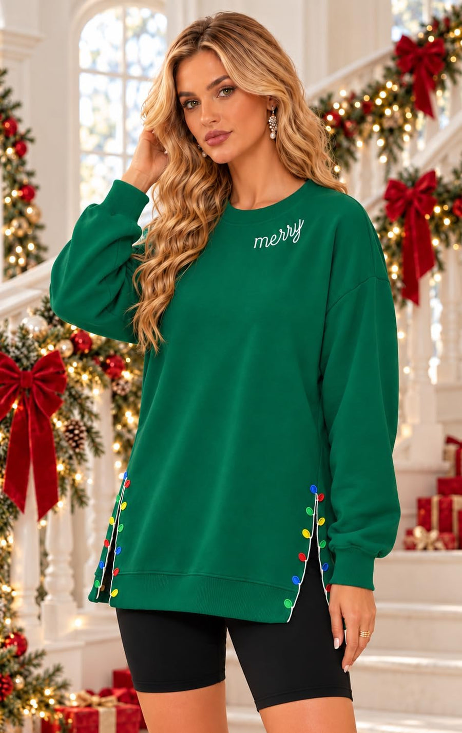 Women's Embroidered 'Merry Christmas' Long Sleeve Jumper