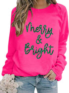 Women's Glitter 'Merry and Bright' Crewneck Christmas Jumper - Rose