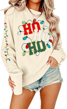 Women's Christmas Cat Graphic Crewneck Jumper - Apricot