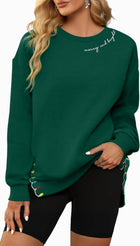 Women's Embroidered Side Bow 'Merry Christmas' Jumper - Green