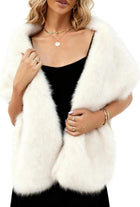 Women's Faux Fur Shawl Stole – Evening Wrap - White