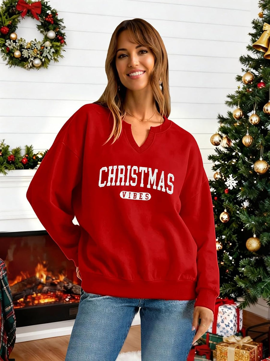 Women's 'Christmas Vibes' Letter Graphic Jumper