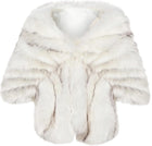 Women's Faux Fur Evening Wrap Cape – Hook-and-Eye Closure - White Fox