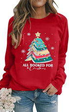 Women's Christmas Tree Graphic Crewneck Jumper - Red