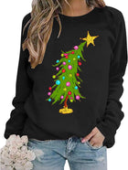 Women's Christmas Tree Graphic Crewneck Jumper - Black