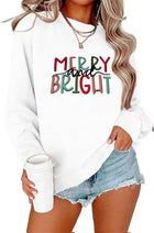 Women's 'Merry and Bright' Embroidered Crewneck Jumper - White