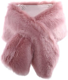 Women's Long Faux Fur Stole – Soft Bolero Wrap - Pink