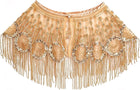Women's Beaded Sequin Fringe Evening Cape Shawl - Champagne