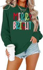 Women's Chenille Patch 'Merry and Bright' Christmas Jumper - Forest Green