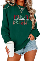 Women's 'Merry and Bright' Embroidered Crewneck Jumper - Green