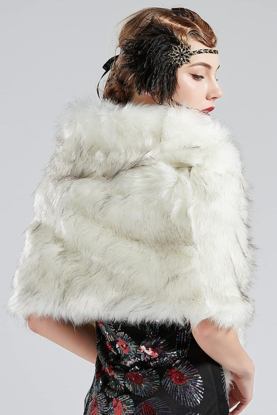 Women's Faux Fur Evening Wrap Cape – Hook-and-Eye Closure