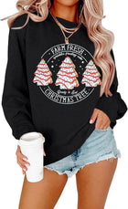 Women's Farm Fresh Christmas Tree Graphic Crewneck Jumper - Black