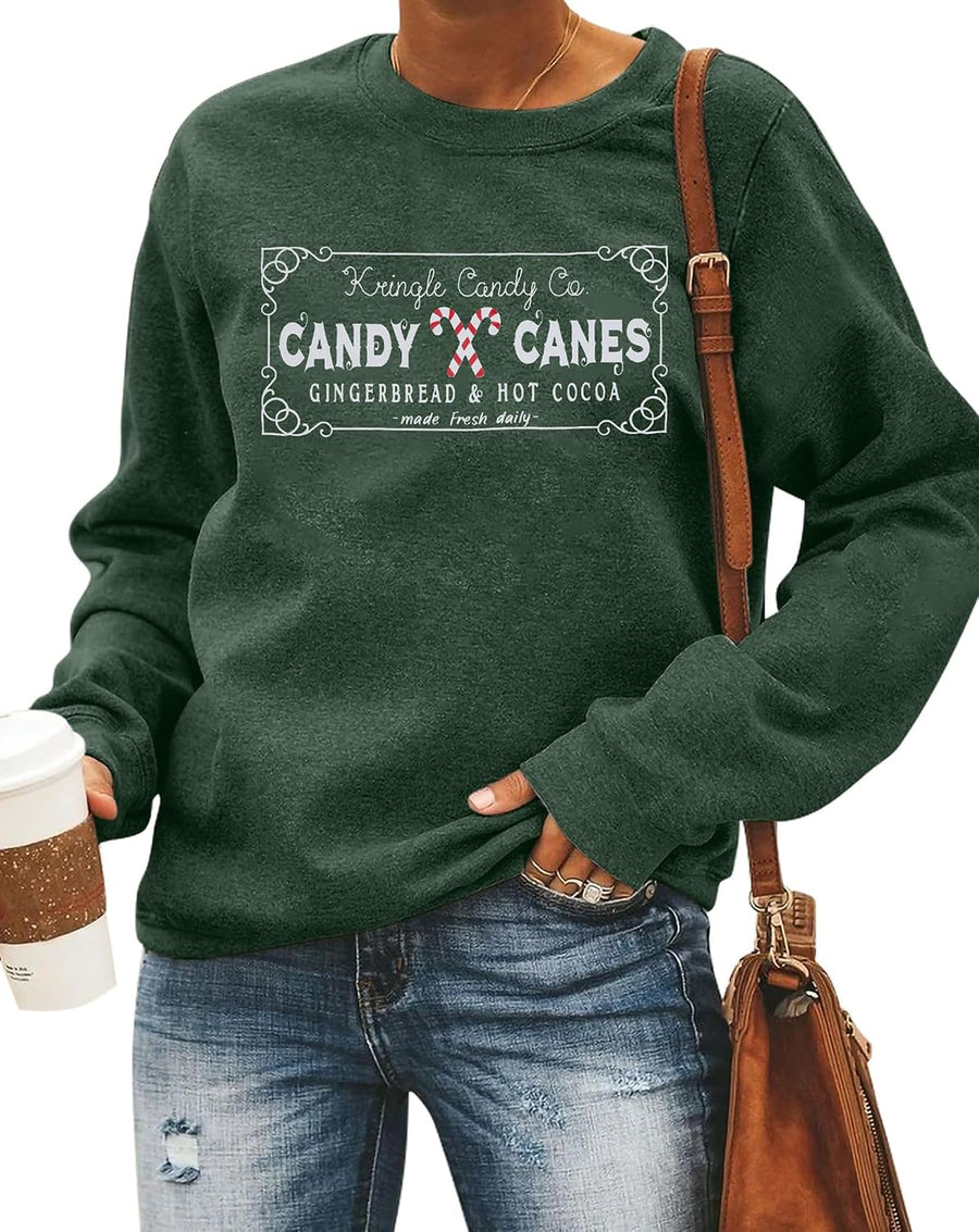 Women's Candy Cane Graphic Vintage Christmas Jumper