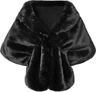 Women's Faux Fur Evening Wrap Cape – Hook-and-Eye Closure - Black