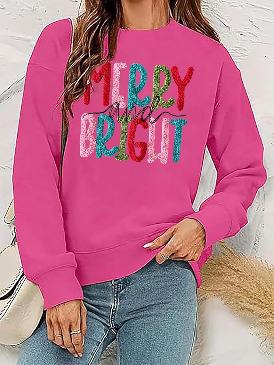 Women's Chenille Patch 'Merry and Bright' Christmas Jumper