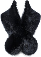 Women's Faux Fur Stole – Hidden Loop 3 Ways to Wear - Black