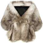 Women's Faux Fur Evening Wrap Cape – Hook-and-Eye Closure - Camel