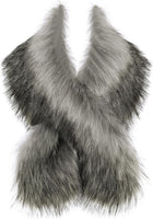 Women's Faux Fur Stole – Hidden Loop 3 Ways to Wear - Grey