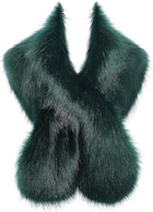 Women's Faux Fur Stole – Hidden Loop 3 Ways to Wear - Dark Green