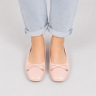 Women's Pink Glossy Square-Toe Ballet Flats - Pink