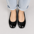 Women's Open-Toe Ballet Flats with Bow for Evenings - Black